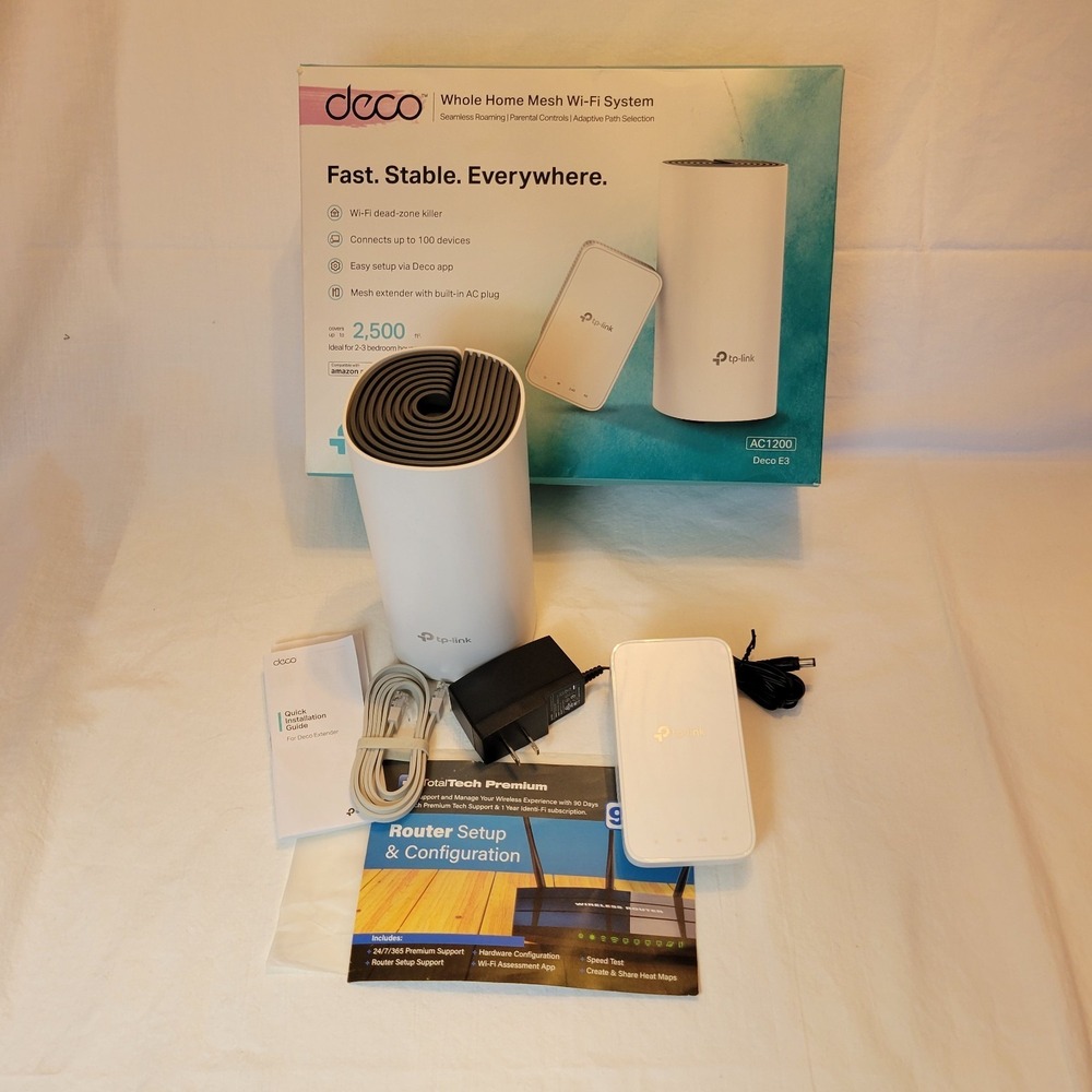 TP-Link Deco AC1200 Home‎ Mesh WiFi Deco E4R Router and Deco M3W Extender